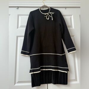 Elegant Black Dress with White Accents